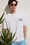 CALIDO Erkek Organik Pamuklu Baskı Ve Nakışlı Bisiklet Yaka Strüktürlü Oversıze Beyaz T-Shirt