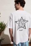 CALIDO Erkek Organik Pamuklu Baskı Ve Nakışlı Bisiklet Yaka Strüktürlü Oversıze Beyaz T-Shirt