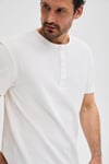 CALPEN %100 Organik Pamuklu Yakası Düğmeli Regular Fit Ekru T-Shirt