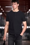 CALPEN %100 Organik Pamuklu Yakası Düğmeli Regular Fit Siyah T-Shirt