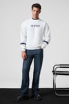 CAMDEN Erkek Önü Kolları Ve Sırtı Baskılı Oversize Fit Bisiklet Yaka Beyaz Sweatshirt