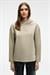 CAMELLIA Kadın Önü Nakışlı Etek Ucu Yırtmaçlı Kapüşonlu Comfort Fit Taş Rengi Sweatshirt