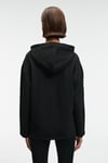 CAMELLIA Kadın Önü Nakışlı Etek Ucu Yırtmaçlı Kapüşonlu Comfort Fit Siyah Sweatshirt