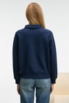 CAMIREL Kadın Polo Yaka Düğmeli Nakış Detaylı Reglan Kol Comfort Fit Lacivert Sweatshirt