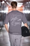 CAPISO Erkek %100 Organik Pamuklu Baskı Detaylı Regular Fit Yuvarlak Yaka Koyu Gri T-Shirt