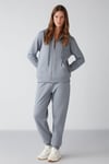 CARLOTA Kadın Yumuşacık İçi Polarlı 3 İplik Relaxed Kapüşonlu Fermuarlı Mavi Sweatshirt
