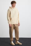 CARTMEL Erkek Örme 3 İplik Relaxed Fit Rahat Kalıp Kanguru Cepli Kapüşonlu Bej Sweatshirt