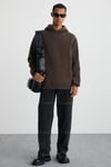 CARTMEL Erkek Örme 3 İplik Relaxed Fit Rahat Kalıp Kanguru Cepli Kapüşonlu Kahverengi Sweatshirt
