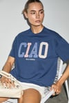 CASCAIS Kadın %100 Organik Pamuklu Patch Detaylı Regular Fit Lacivert T-Shirt