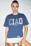 CASCAIS Kadın %100 Organik Pamuklu Patch Detaylı Regular Fit Lacivert T-Shirt