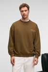 CASPIAN Erkek %100 Pamuk Bisiklet Yaka Karyoka Dikişli Baskılı Haki Sweatshirt