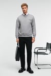 CASPIAN Erkek %100 Pamuk Bisiklet Yaka Karyoka Dikişli Baskılı Antrasit Sweatshirt