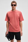 CHIC Erkek Relaxed Fit Dokulu Pamuk Kumaş Kiremit Rengi T-Shirt