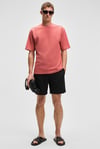 CHIC Erkek Relaxed Fit Dokulu Pamuk Kumaş Kiremit Rengi T-Shirt