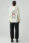 CHILLI Kadın Oversize Şardonlu Kapüşonlu Baskılı Kanguru Cepli Ekru Sweatshirt
