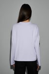 CIANELLE Kadın Organik Pamuklu Bisiklet Yakalı Uzun Kollu Oversize Lila T-Shirt