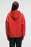 CLARIE Kadın Organik Pamuklu Oversize Kanguru Cepli Kapüşonlu Kırmızı Sweatshirt