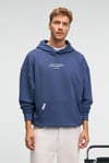 CLAY Erkek %100 Pamuk Kapüşonlu Çıtçıtlı Baskılı Cebi Süs Etiketli İndigo Sweatshirt