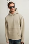 COLEGA Erkek Yumuşak İçi Polarlı Organik Pamuklu Kanguru Cepli Taş Rengi Sweatshirt