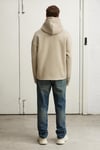 COLEGA Erkek Yumuşak İçi Polarlı Organik Pamuklu Kanguru Cepli Taş Rengi Sweatshirt