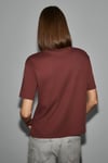 COLENA Kadın Organik Pamuklu Bisiklet Yaka Oversize Fit Kısa Kollu Kiremit Rengi T-Shirt