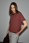 COLENA Kadın Organik Pamuklu Bisiklet Yaka Oversize Fit Kısa Kollu Kiremit Rengi T-Shirt