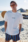 COPACABANA Erkek Ön Arka Baskı Detaylı %100 Organik Pamuk Oversize Kısa Kollu Beyaz T-Shirt