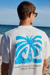 COPACABANA Erkek Ön Arka Baskı Detaylı %100 Organik Pamuk Oversize Kısa Kollu Beyaz T-Shirt