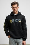 CORNELIUS Erkek Önü Ve Kolları Baskılı Kapüşonlu Kordonlu Kanguru Cepli Siyah Sweatshirt