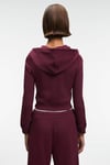 COSIMA Kadın Metal Fermuarlı Kapüşonlu Crop Bordo Sweatshirt
