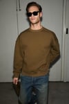 COYOTES Erkek Bisiklet Yaka Kangru Cepli Organik Pamuk Regular Fit Koyu Haki Sweatshirt