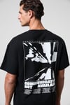 CREST Erkek Göğsü Ve Sırtı Baskılı %100 Organik Pamuk Oversize Fit Bisiklet Yaka Siyah T-Shirt