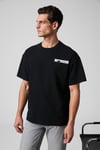 CREST Erkek Göğsü Ve Sırtı Baskılı %100 Organik Pamuk Oversize Fit Bisiklet Yaka Siyah T-Shirt