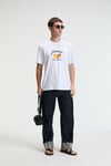 CRISP Erkek Oversize %100 Pamuk Baskılı Yuvarlak Yaka Beyaz T-Shirt