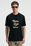 CRISP Erkek Oversize %100 Pamuk Baskılı Yuvarlak Yaka Siyah T-Shirt