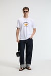 CRISP Erkek Oversize %100 Pamuk Baskılı Yuvarlak Yaka Beyaz T-Shirt