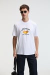 CRISP Erkek Oversize %100 Pamuk Baskılı Yuvarlak Yaka Beyaz T-Shirt