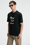 CRISP Erkek Oversize %100 Pamuk Baskılı Yuvarlak Yaka Siyah T-Shirt