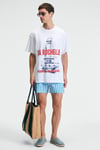 CRUNCH Erkek Oversize %100 Pamuk Baskılı Yuvarlak Yaka Beyaz T-Shirt