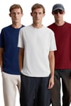 CULTIVATED Erkek 3'Lü Kalın Dokulu Regular %100 Organik Pamuk Bordo-Lcvrt-Gri T-Shirt