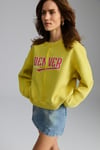 Daleska Kadın Organik Pamuklu Yumuşacık Önü Kesikli Baskılı Yuvarlak Yaka Yeşil Sweatshirt