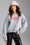 Daleska Kadın Organik Pamuklu Yumuşacık Önü Kesikli Baskılı Yuvarlak Yaka Grimelanj Sweatshirt