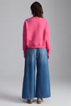 Daleska Kadın Organik Pamuklu Yumuşacık Önü Kesikli Baskılı Yuvarlak Yaka Pembe Sweatshirt