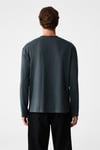 DAVIDSON Erkek Baskılı %100 Organik Pamuklu Bisiklet Yaka Oversize Uzun Kollu Antrasit T-Shirt