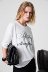 DAZULU Kadın Yumuşak Kumaşlı Baskılı Uzun Kollu Beyaz T-Shirt