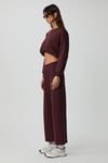 DEWANNA Kadın Uzun Kollu Crop Bordo Eşofman Takımı