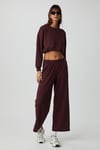 DEWANNA Kadın Uzun Kollu Crop Bordo Eşofman Takımı
