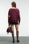 DIVINE Kadın V Yakalı Nakış Ve Patch Detaylı Bordo Sweatshirt