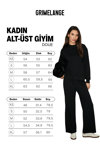 DOUE Kadın Yumuşak Ve Esnek Kumaşlı Regular Fit Siyah Eşofman Takımı