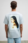 DRAGON Erkek Göğsü Ve Sırtı Baskılı %100 Organik Pamuk Oversize Fit Bisiklet Yaka Grimelanj T-Shirt